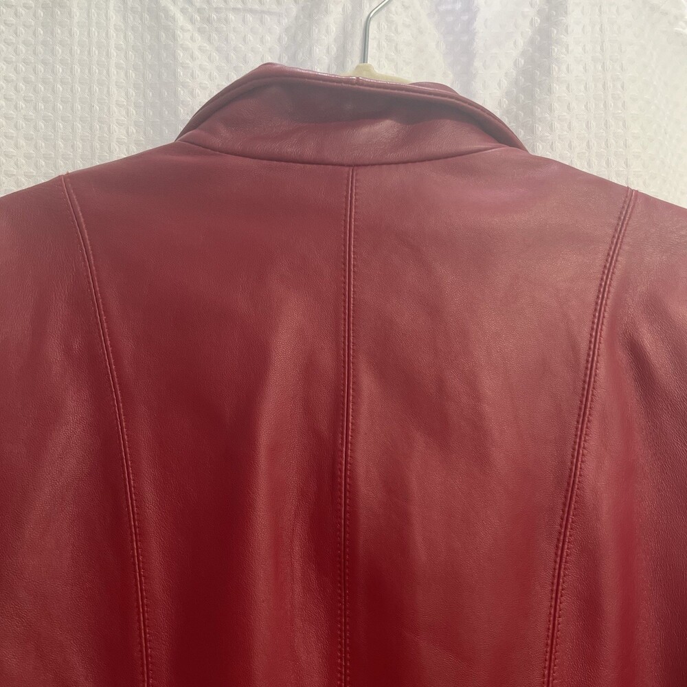 Nine‎ West Genuine Leather Red Full Zip Scuba Jacket Classic Medium - Picture 11 of 11